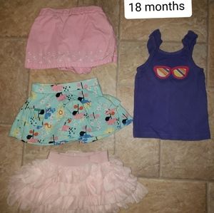 3 pairs of skorts and 1 tank top - size 18 months